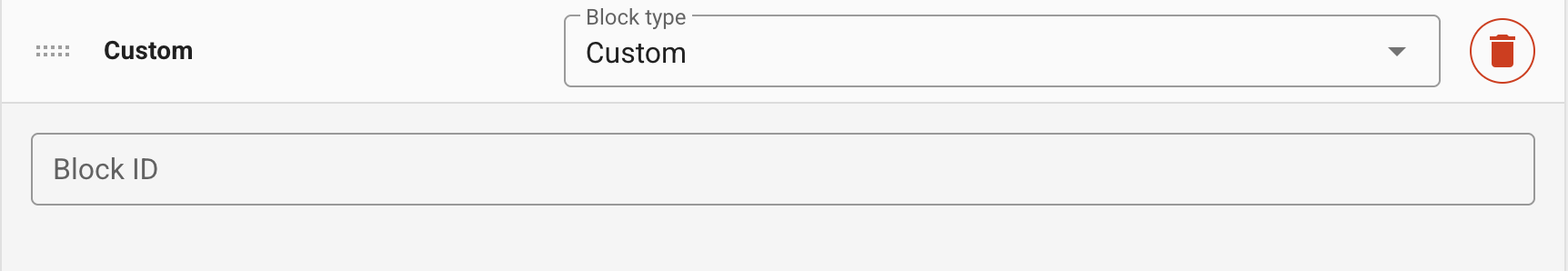 Entering an implemented component ID in a Custom block