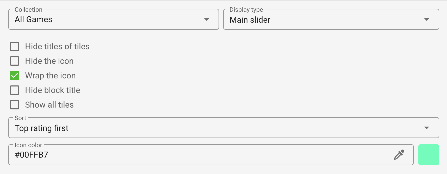 Collection page block sorted by rating